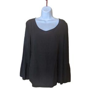 ---  Black Blousy Top with Bell Sleeves Fits Medium